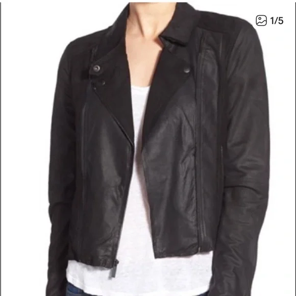 PAIGE Silvie Black Leather and Suede Jacket - Picture 2 of 8